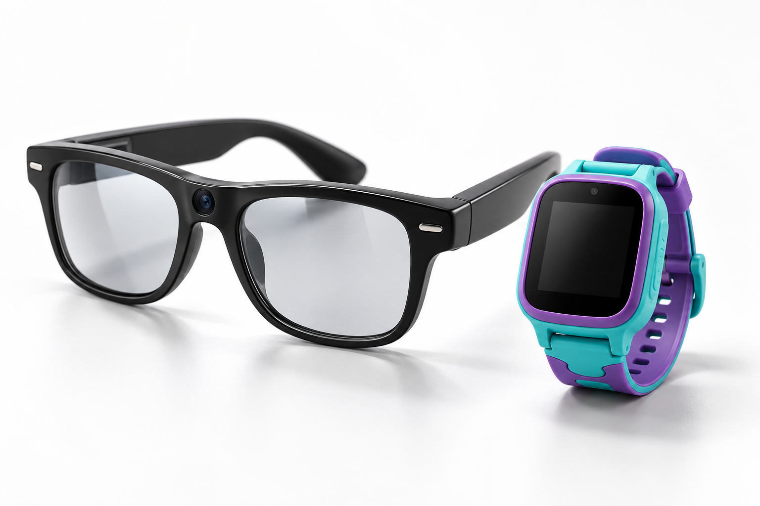 Gafas inteligentes y reloj con notificaciones de WhatsApp